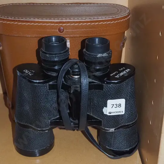 leather cased Kobica binoculars