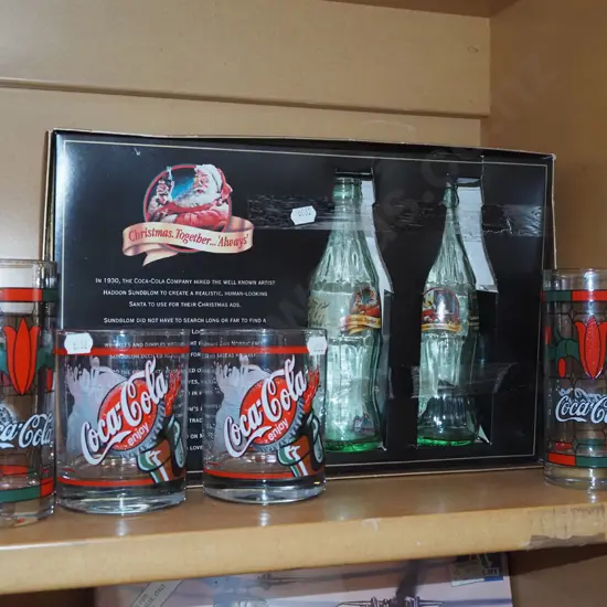 Coca Cola collector glasses and bottles