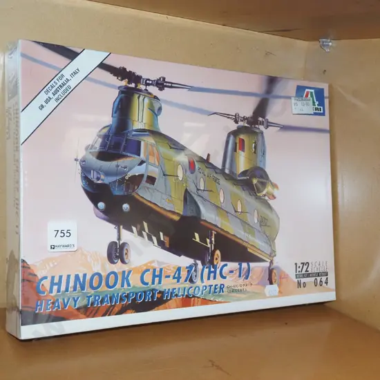 yet to be assembled model of Chinook helicopter
