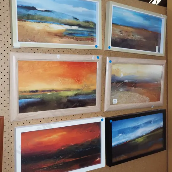 6x framed landcape prints- blue dots