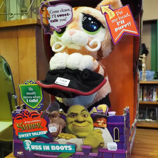 boxed as new Shrek Sweet Talking Puss in Boots