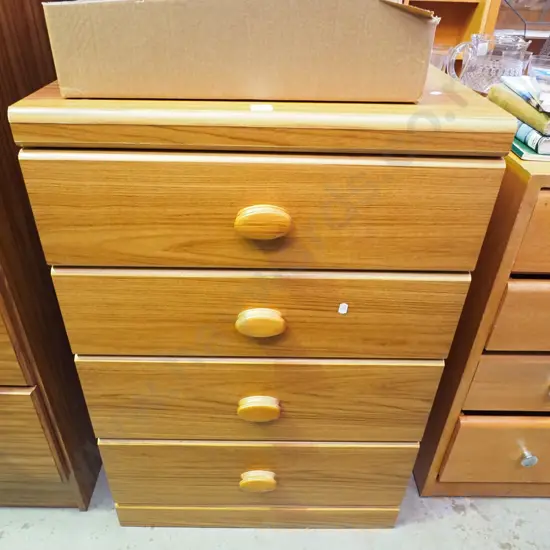 mdf faux wood veneer 4 drawer chest H850 W575 D410