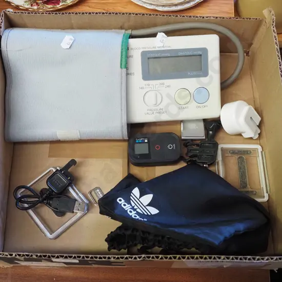 electronic blood pressure monitor,  Apple ipod, Go Pro remote control etc