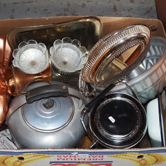 box; plated ware, jelly mould, ice bucket etc