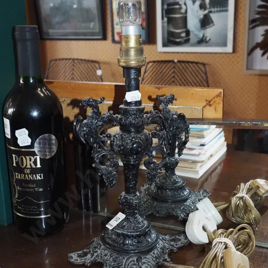 ornate cast metal lamp base H300