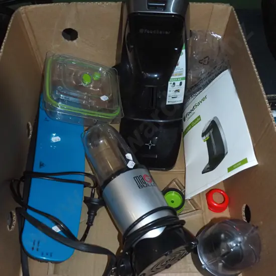 box; Magic Bullet, food saver, laminator etc