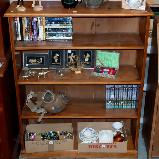 rimu bookcase - marks and stains H1240 W980 D290