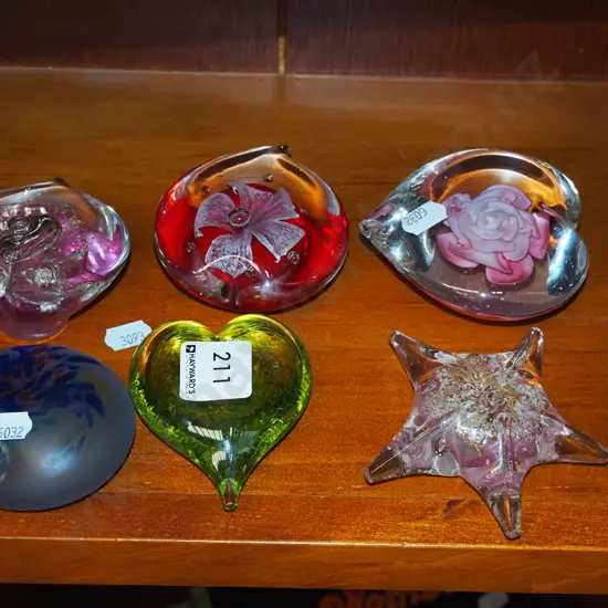 assorted glass paperweights