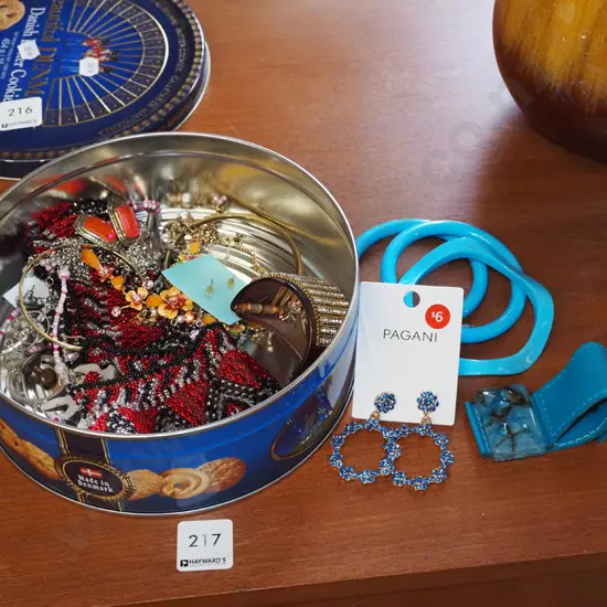 tin of costume jewellery