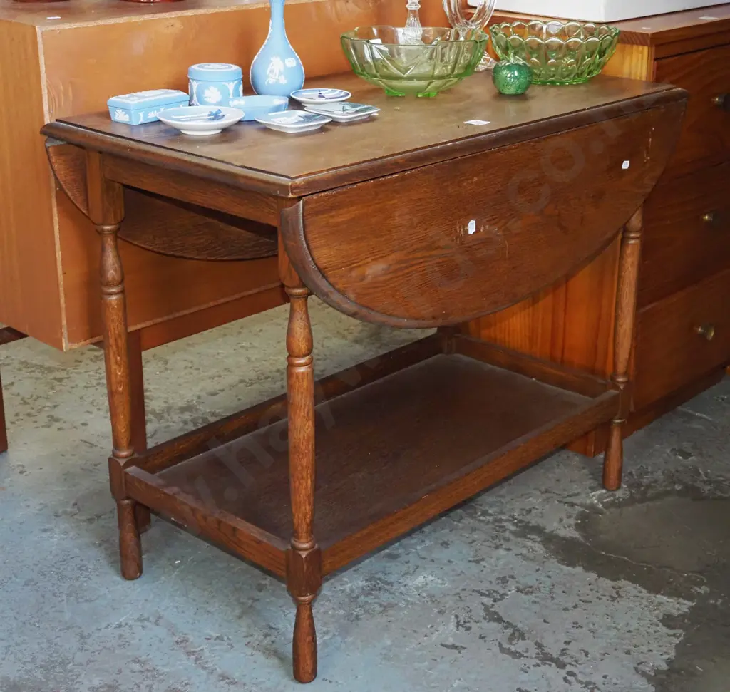 oak drop side tea trolley - no casters Image 1++