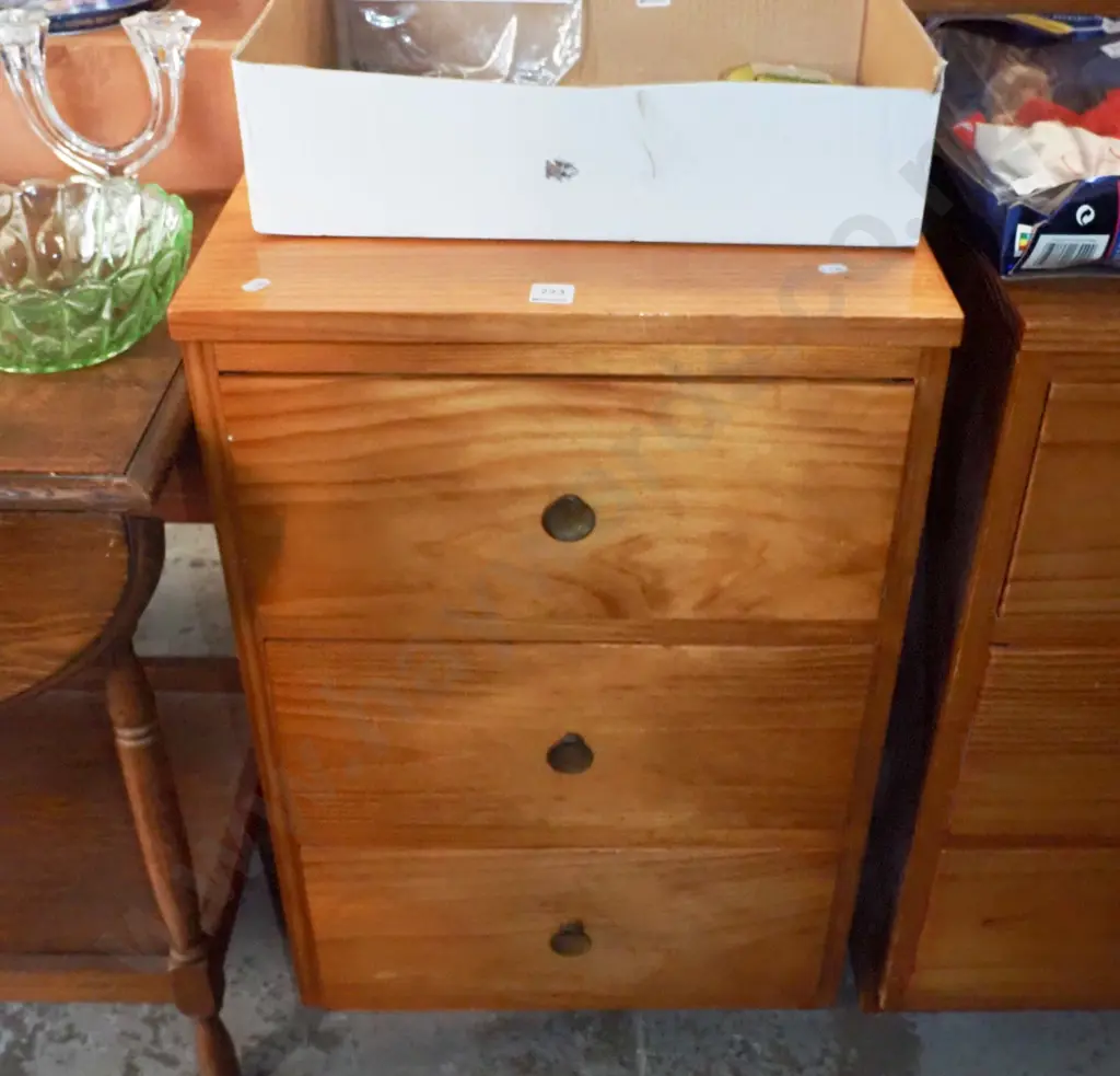 solid pine bedside cabinet - slight scratches Image 1++