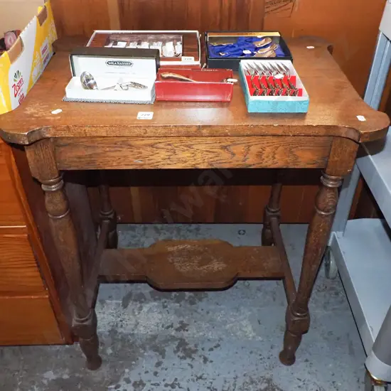 solid oak turned refectory based hall table H760 W855 D460