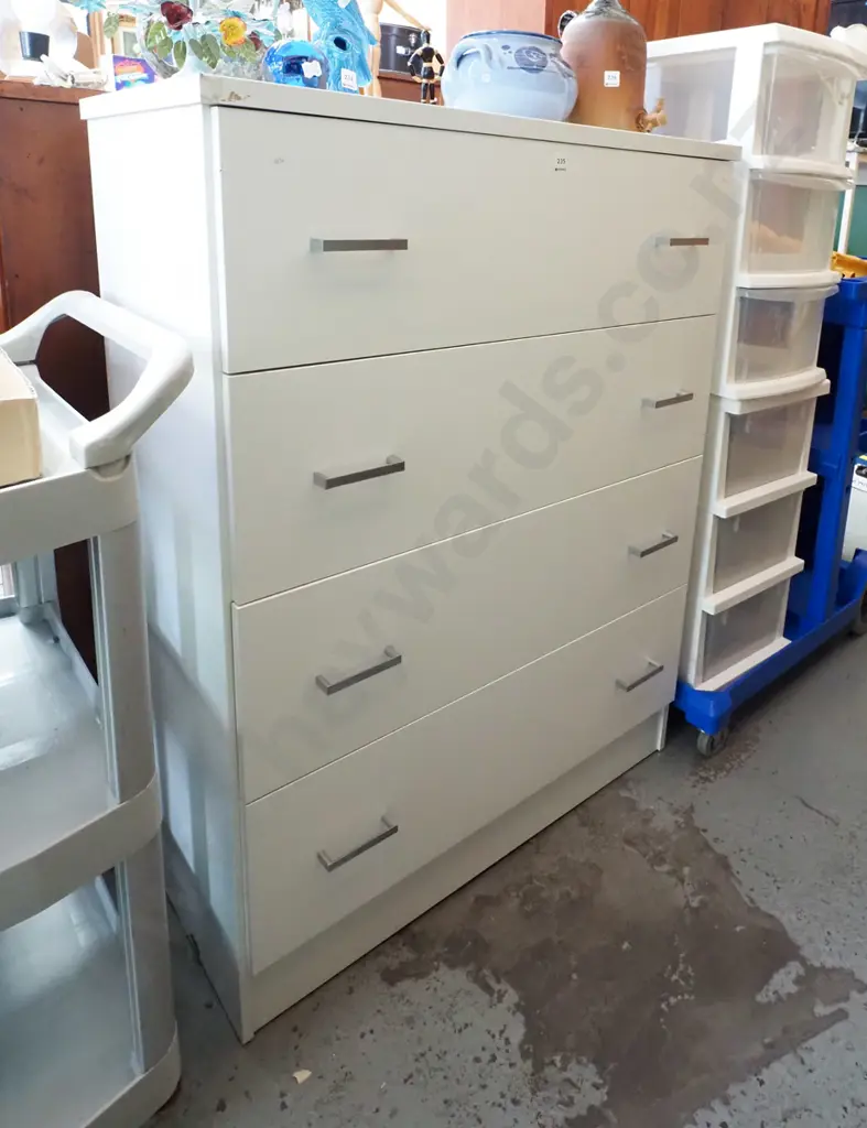 mdf melteca 4 drawer tall boy H1210 W900 D405 Image 1++