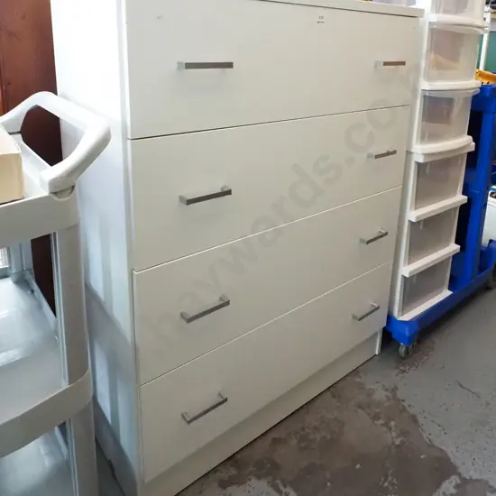 mdf melteca 4 drawer tall boy H1210 W900 D405