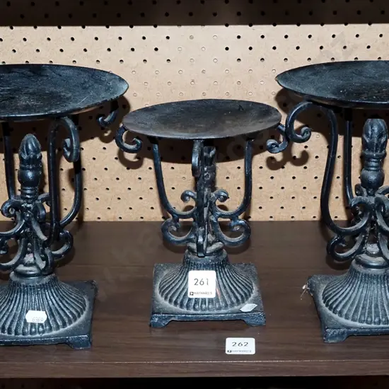 3x metal candlesticks H220