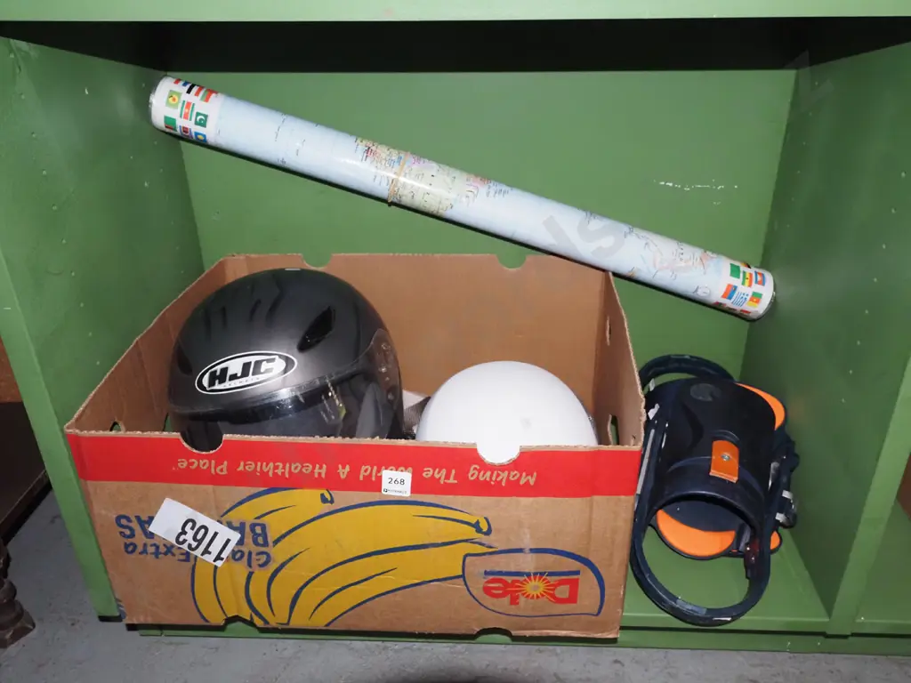 box; motorcylce helmet, snowboard bindings, Bern snowboard helmet, map Image 1++