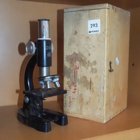 wood case microscope
