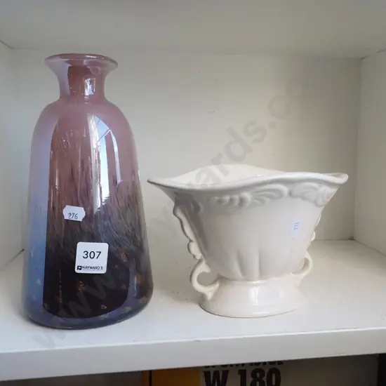 glass bottle and 1 other vase