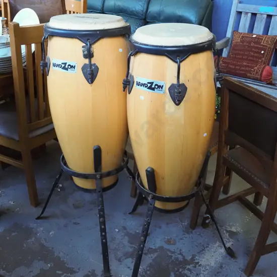 pair of Handz On conga drums on stands H1080