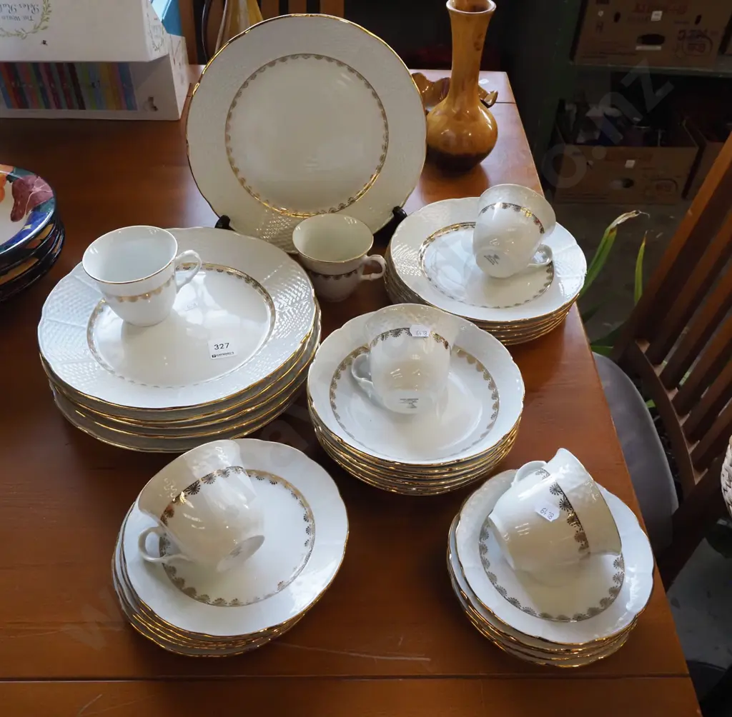assorted Czechoslavakian cream and gold dinner items; plates, bowls etc Image 1++