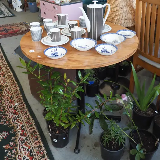 mdf faux wood formica top pedestal café tabel H740 W750