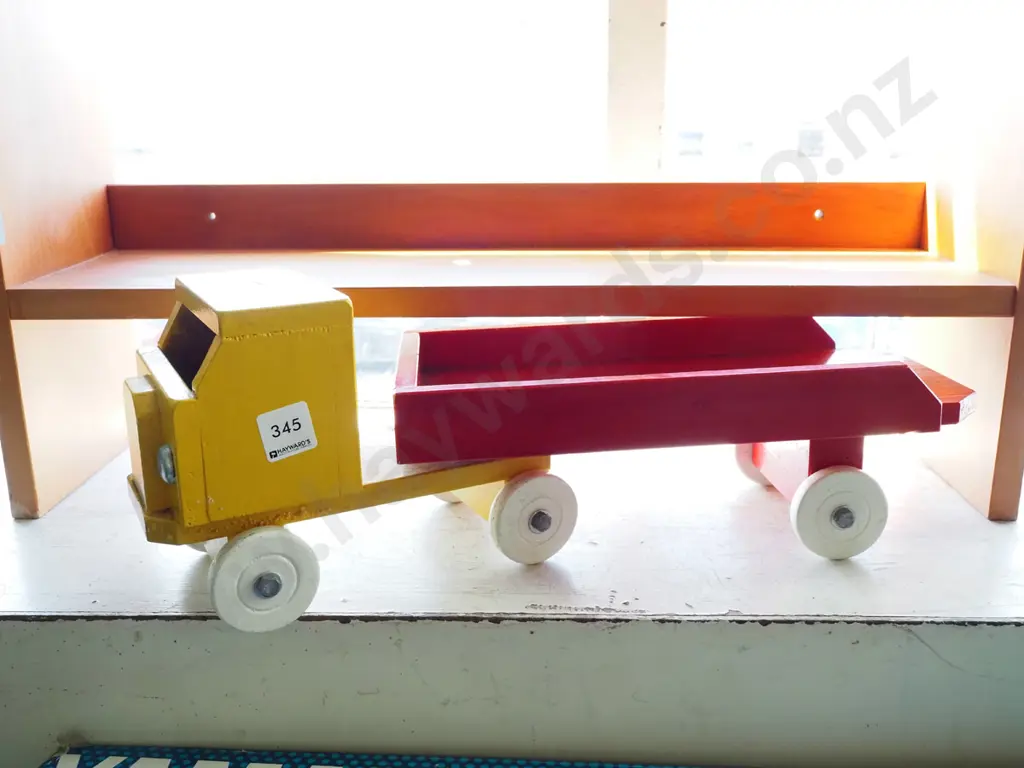 hand made wooden toy truck and trailer Image 1++