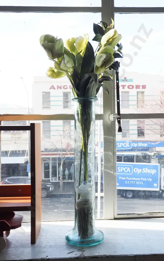 faux plastic tulips in large canister vase Vase H570 Image 1++