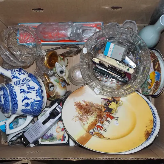 box; cut  crystal bowls, bottle openers, vases etc
