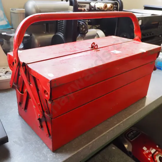 concertina tool box; screwdrivers, hammer etc