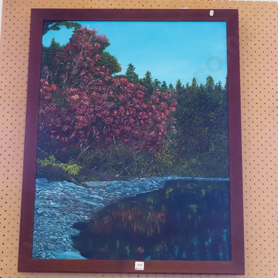 framed oil on board - beach scene