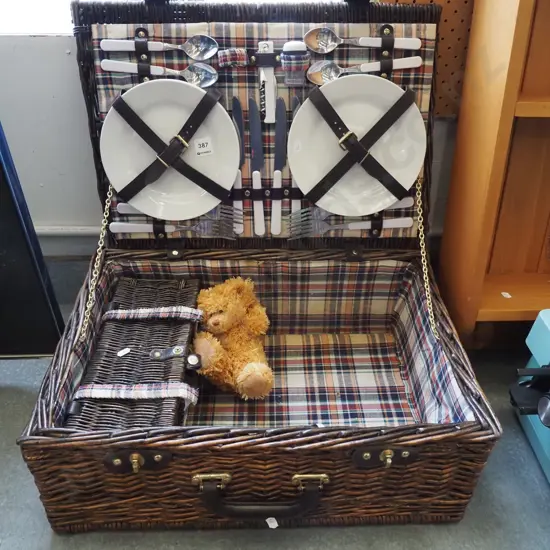 picnic hamper, teddy bear