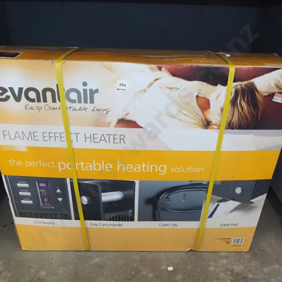 boxed as Evantair Flame Effect heater