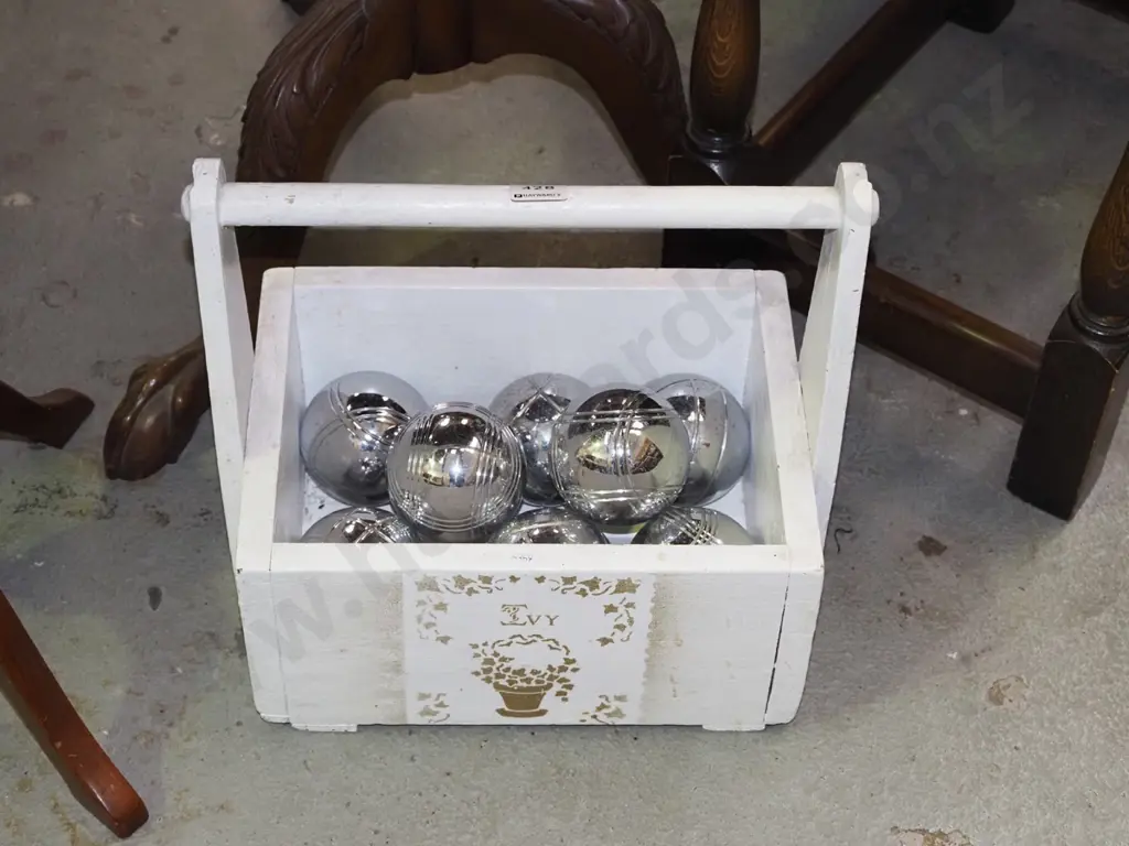 petanque in wooden crate Image 1++