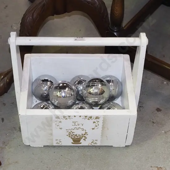 petanque in wooden crate