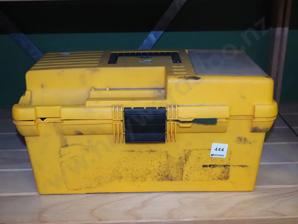 yellow plastic tool box; ring spanners, vice grips etc Image 1++