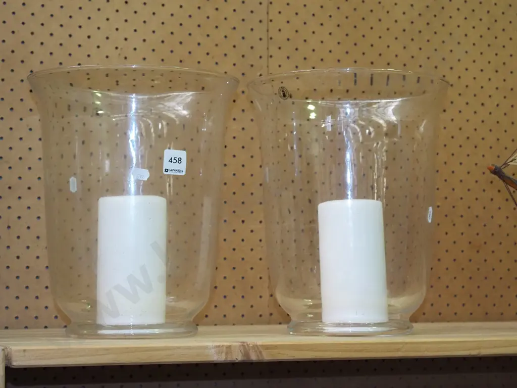 2x large glass vases/candle lanterns H280 Image 1++