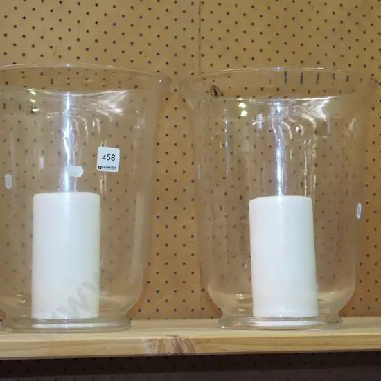 2x large glass vases/candle lanterns H280