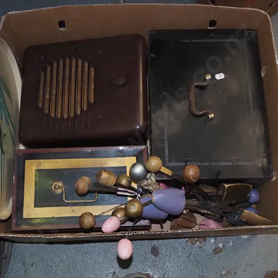 box; shoe forms, kiwi tray, cash boxes etc