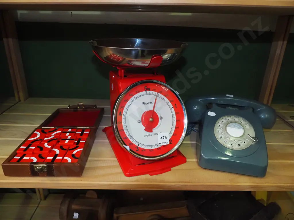 dial telephone, kitchen scales, travel puzzle Image 1++