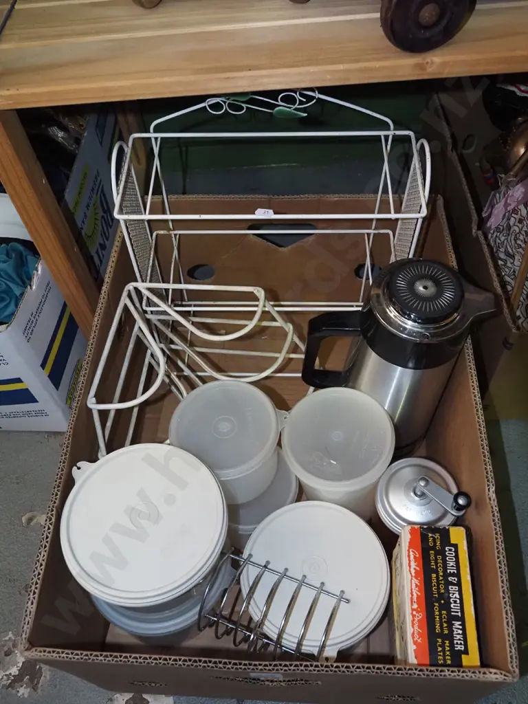 box; wall mounted shelves - missing glass, tupperware, coffee mill etc Image 1++