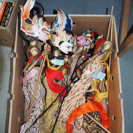 box of Indonesian puppets