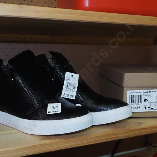 Saqura black size 11 zip up sneakers and box