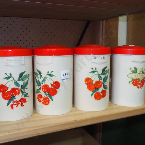 Tiger tea cherry themed canisters