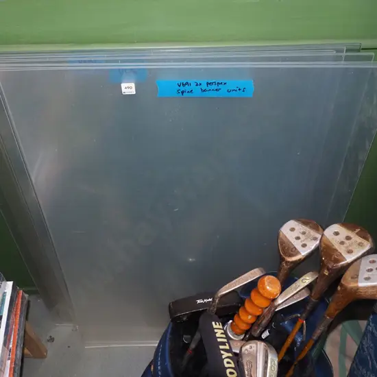 6x perspex spine banner units Each H1110 W760