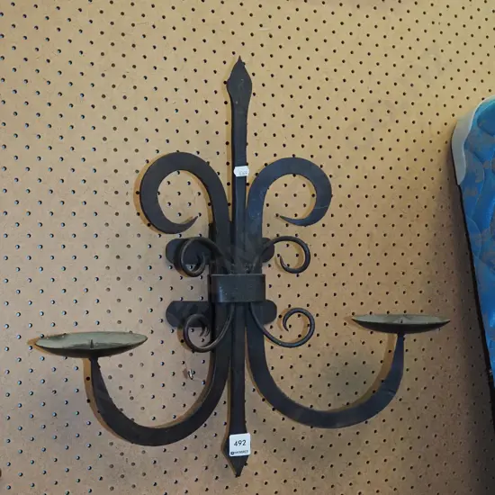 wrought  metal wall mounted candle sconce H490