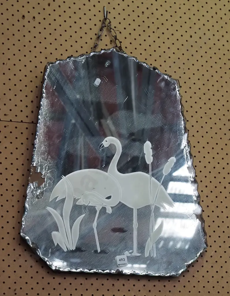 deco wall mirror - flamingos - damage Image 1++