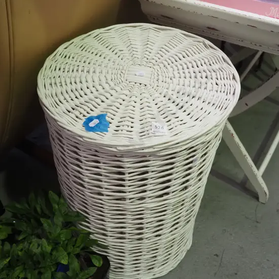 white cane laundry hamper