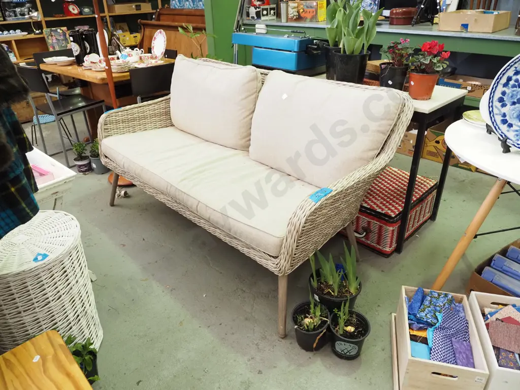 taupe plastic outdoor 3 seater settee Image 1++
