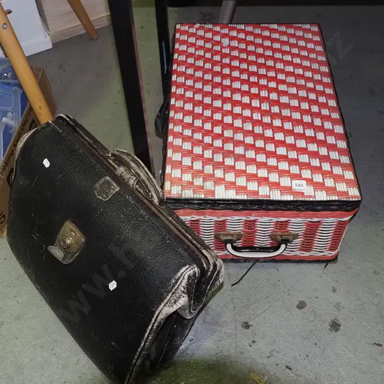 retro woven plastic hamper, holdall