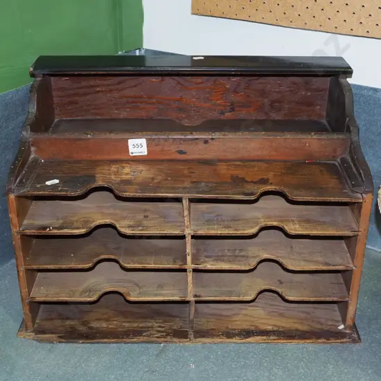 vintage cedar desk top stationery organiser  H335 W500 D300